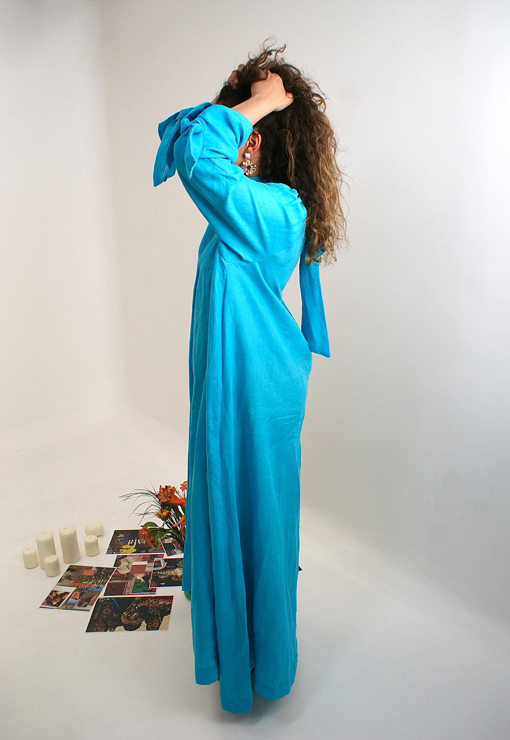 Robe en lin bleu