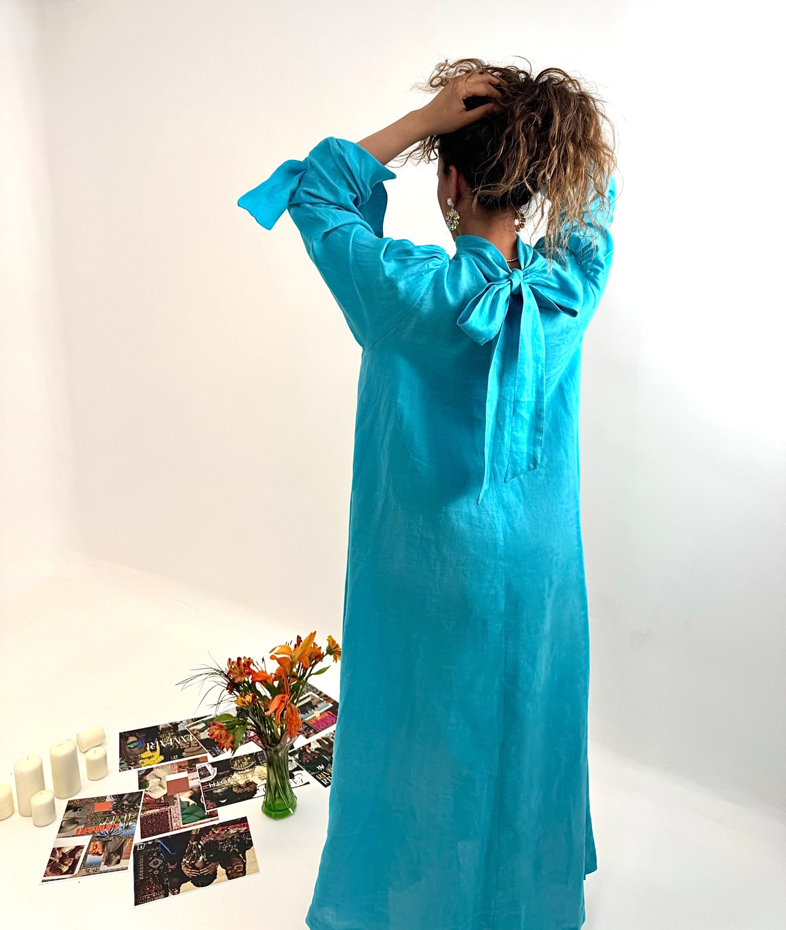 Robe en lin bleu